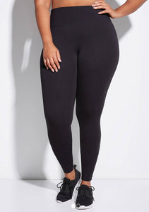 Plus Size Black Yoga Band Leggings